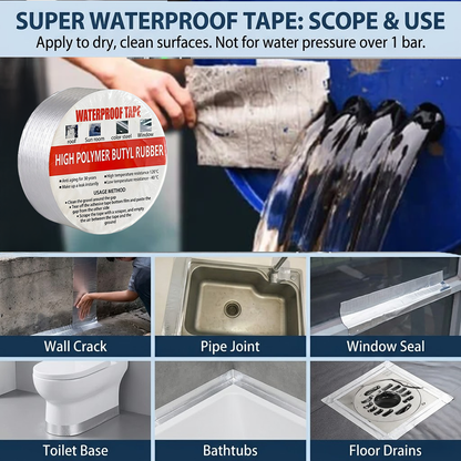 🏠Roselli™ Super Waterproof Butyl Rubber Tape - Save Your Roof, Pipe, & RV