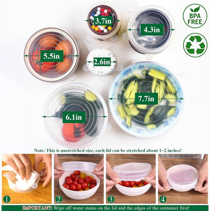 Roselli™ Reusable Silicone Lids — 6 PCS Stretch Bowl & Pot Covers