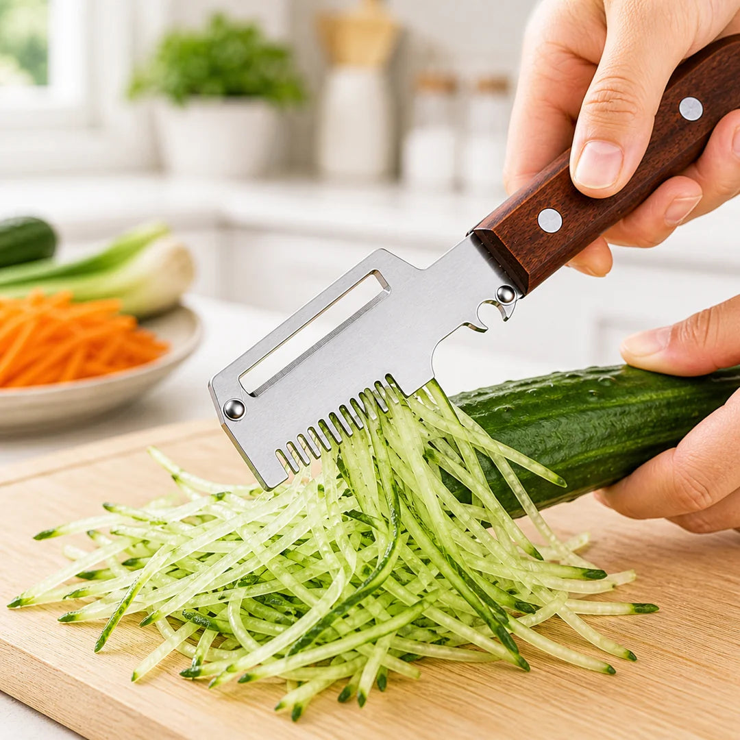 Roselli™  Wooden-Handled Stainless Steel Shredder and Peeler