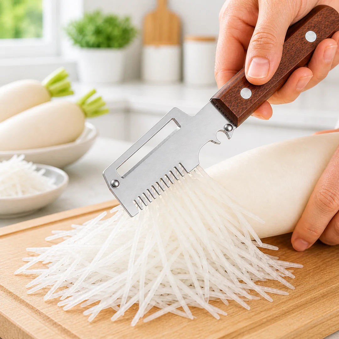 Roselli™  Wooden-Handled Stainless Steel Shredder and Peeler