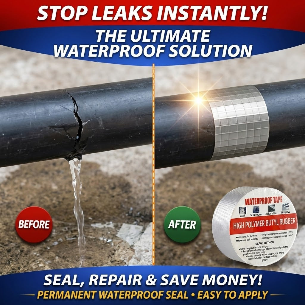 🏠Roselli™ Super Waterproof Butyl Rubber Tape - Save Your Roof, Pipe, & RV