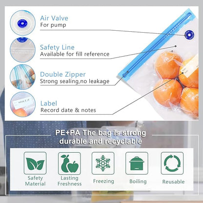 15 Reusable Vacuum Bags Set + Vacuum Pump
