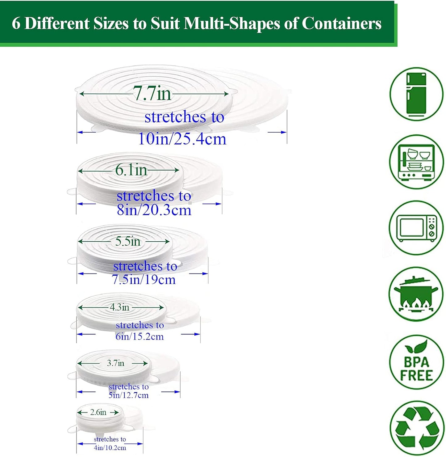 Roselli™ Reusable Silicone Lids — 6 PCS Stretch Bowl & Pot Covers