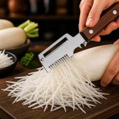 Roselli™  Wooden-Handled Stainless Steel Shredder and Peeler