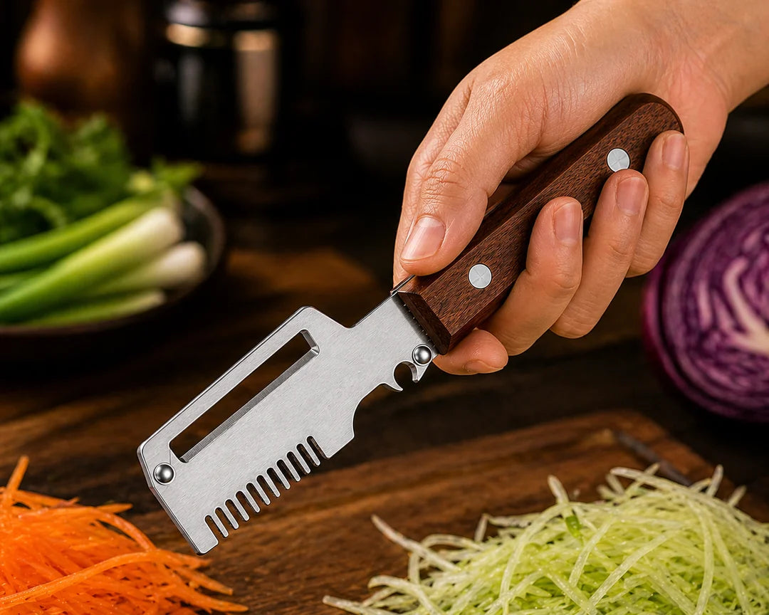 Roselli™  Wooden-Handled Stainless Steel Shredder and Peeler