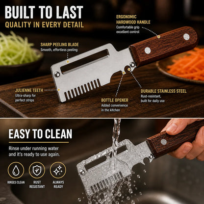 Roselli™  Wooden-Handled Stainless Steel Shredder and Peeler