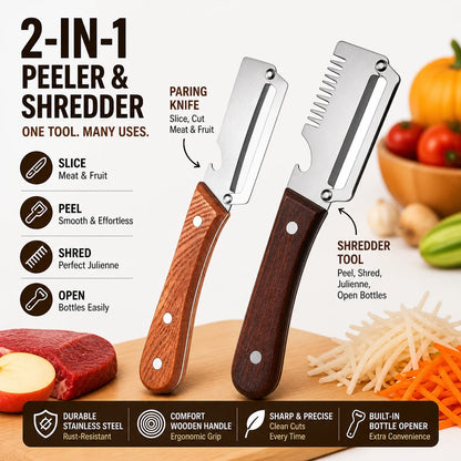 Roselli™  Wooden-Handled Stainless Steel Shredder and Peeler