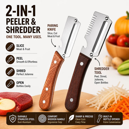 Roselli™  Wooden-Handled Stainless Steel Shredder and Peeler