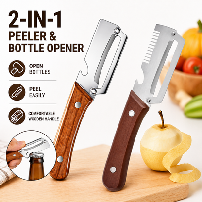Roselli™  Wooden-Handled Stainless Steel Shredder and Peeler⭐