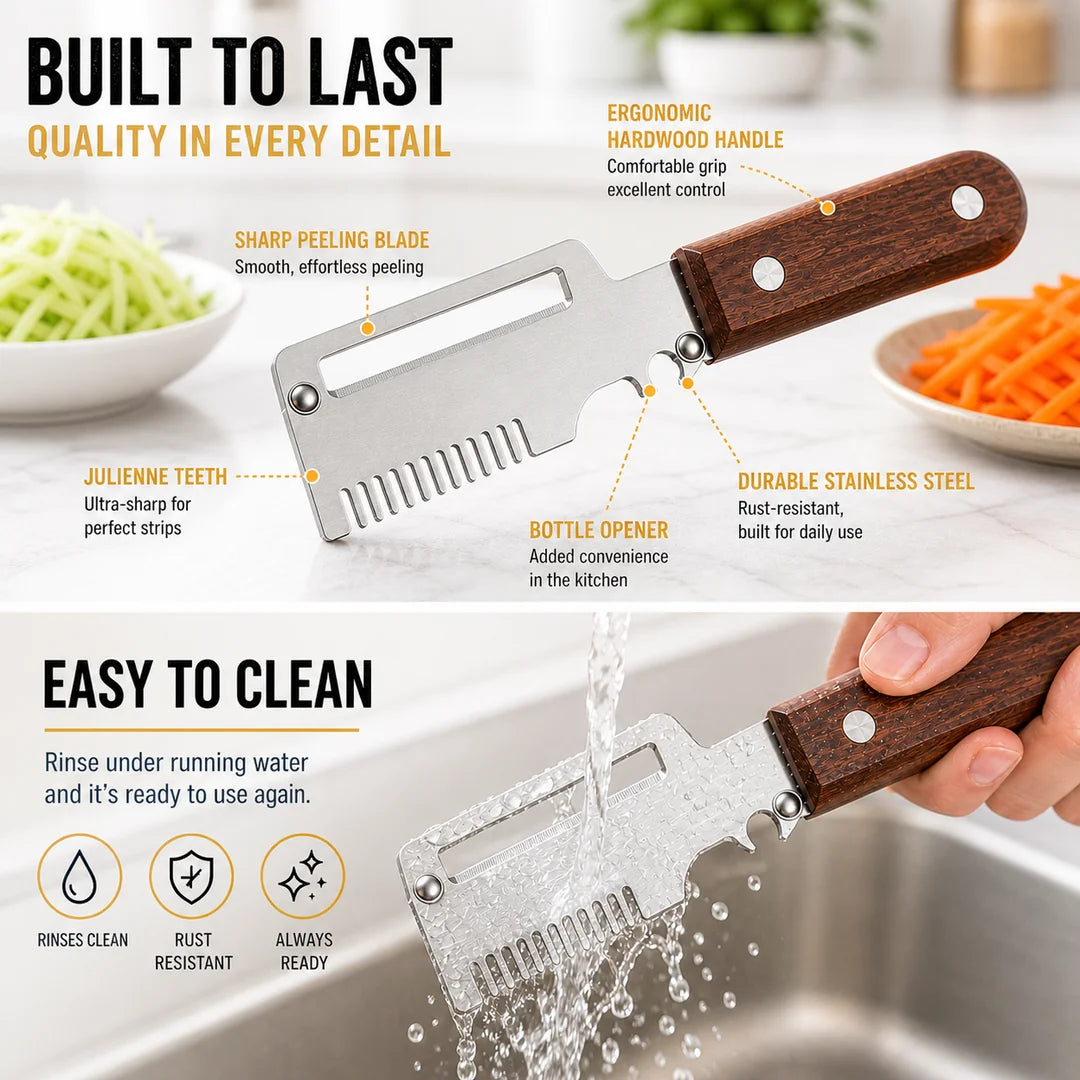 Roselli™  Wooden-Handled Stainless Steel Shredder and Peeler