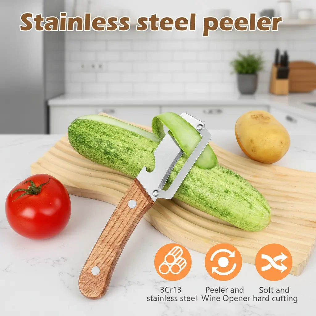 Roselli™  Wooden-Handled Stainless Steel Shredder and Peeler⭐