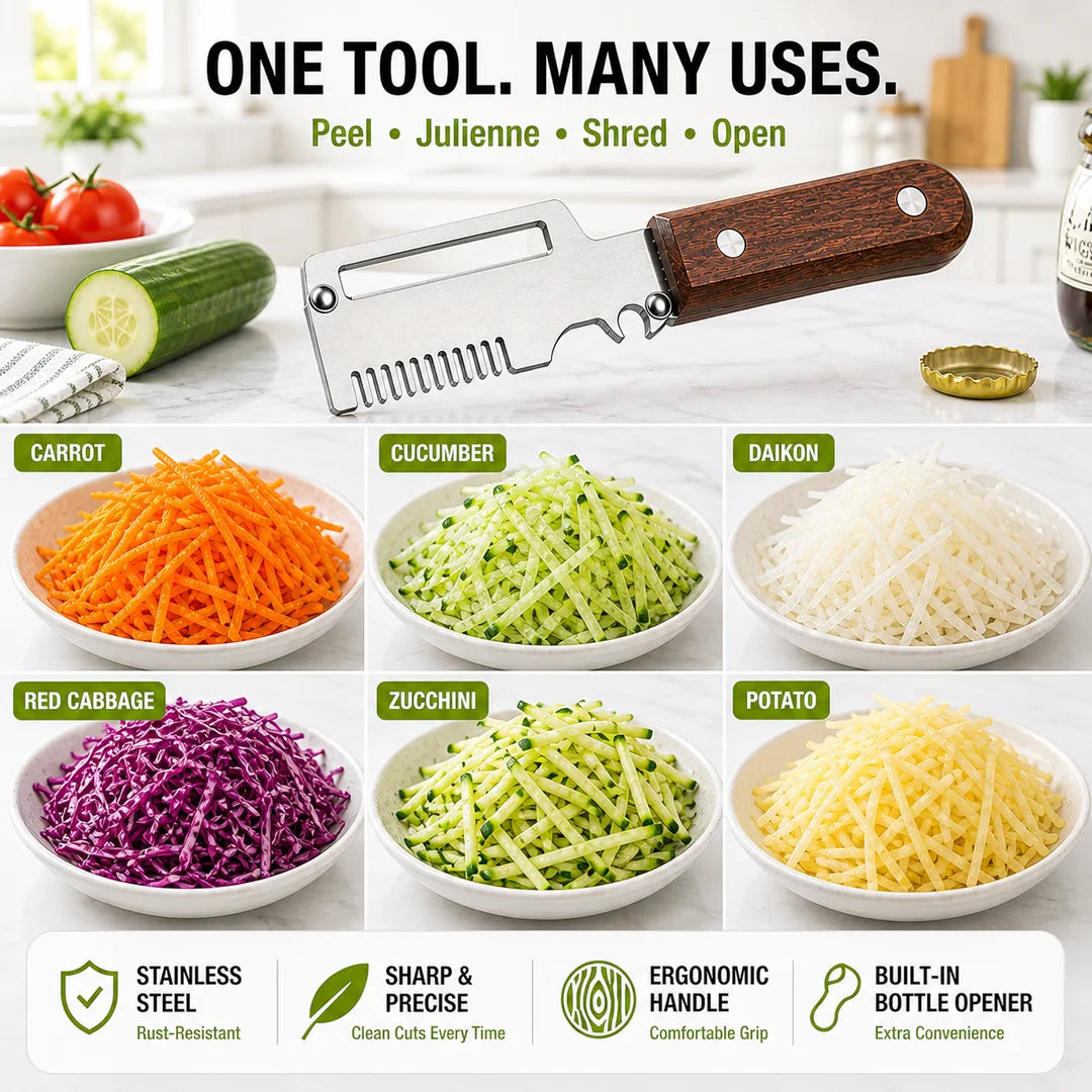 Roselli™  Wooden-Handled Stainless Steel Shredder and Peeler