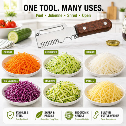 Roselli™  Wooden-Handled Stainless Steel Shredder and Peeler
