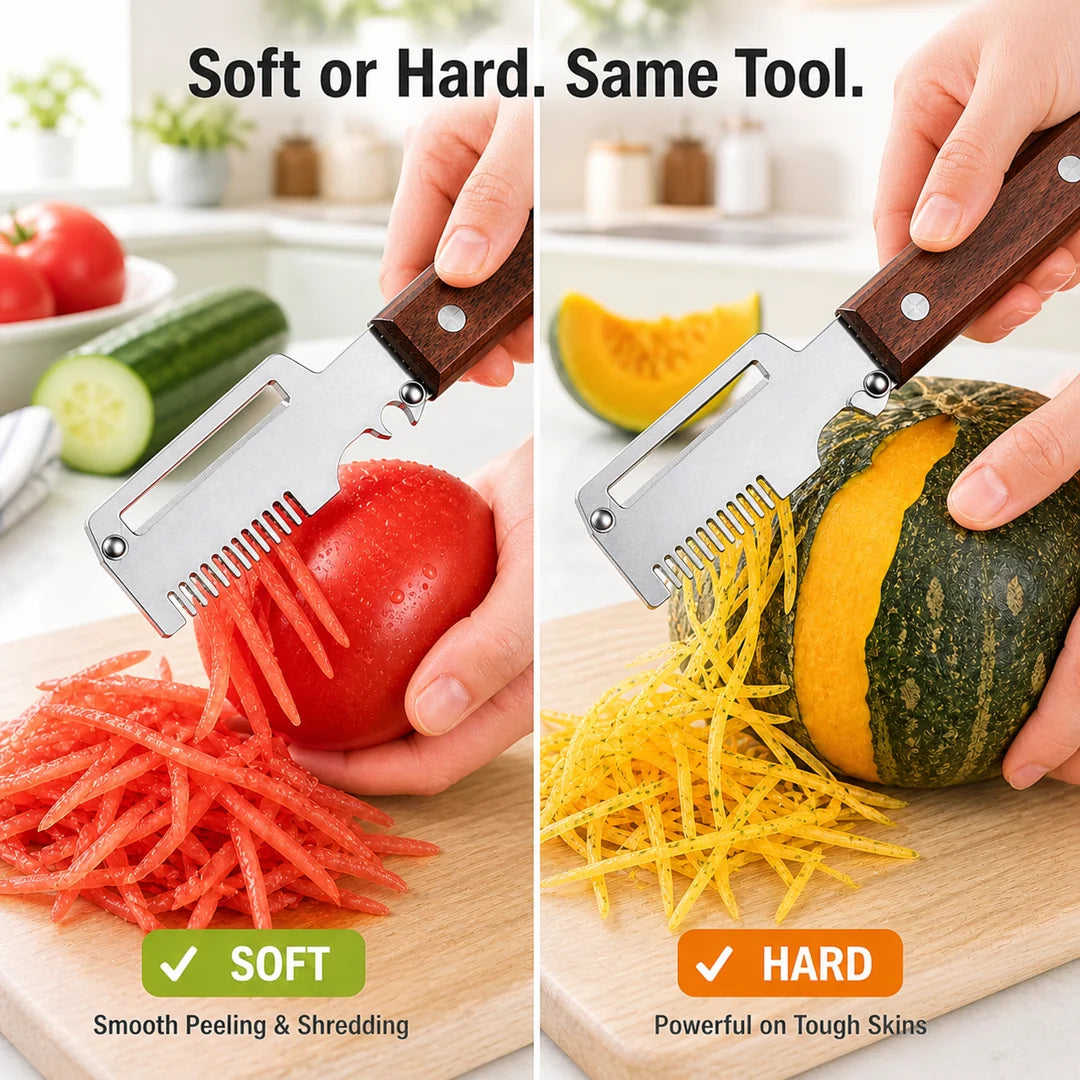 Roselli™  Wooden-Handled Stainless Steel Shredder and Peeler