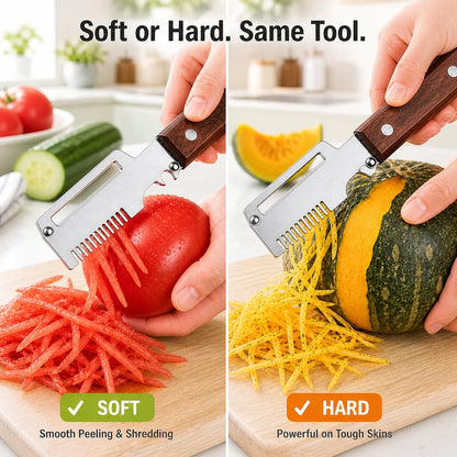 Roselli™  Wooden-Handled Stainless Steel Shredder and Peeler