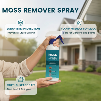 Roselli™ Roof Moss & Algae Cleaner Spray – Spray, Rinse, and Watch It Shine! 🏠✨ Tough on moss, gentle on plants – a cleaner roof in minutes. 🌿💧